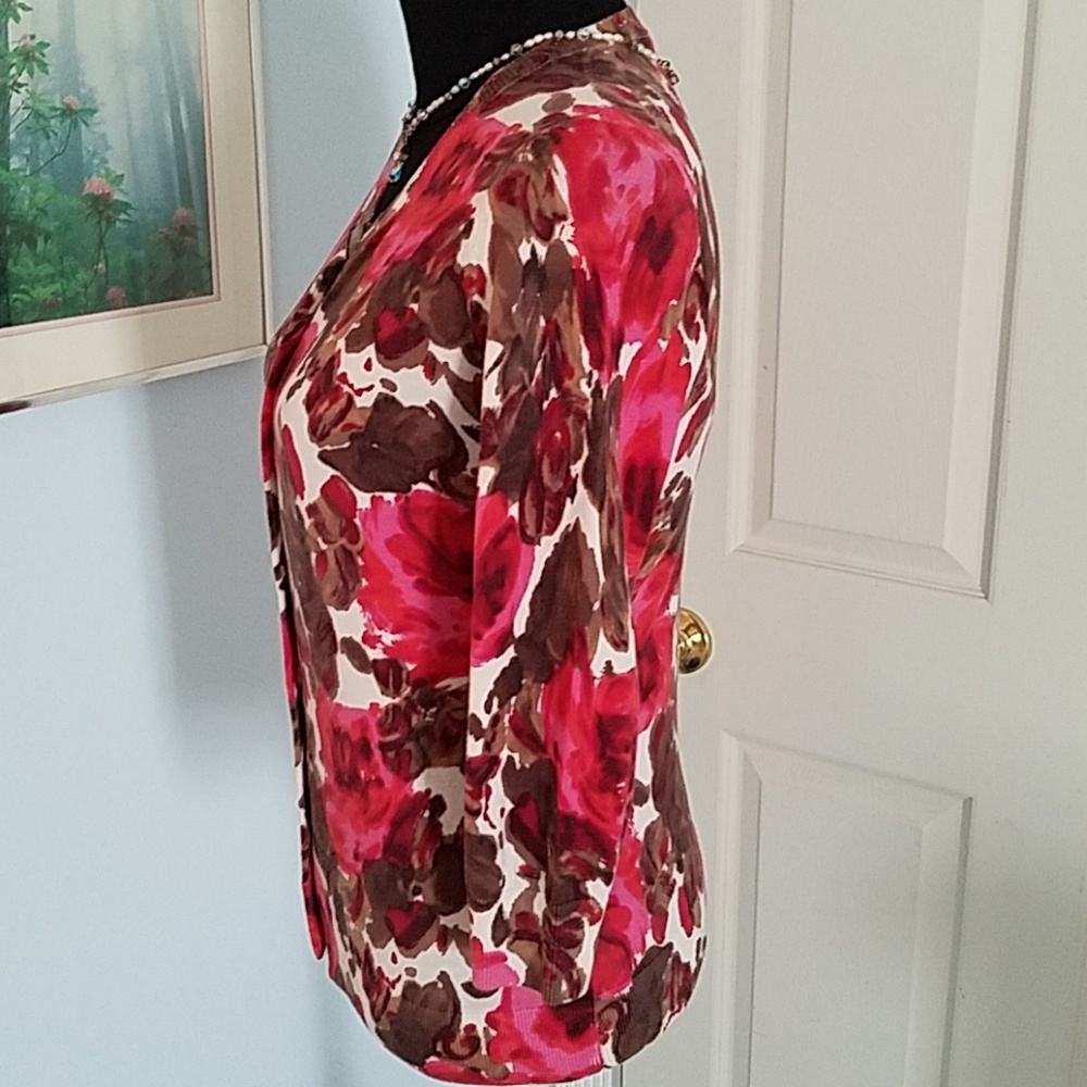 Talbots Charming Cardigan Autumn Roses - Picture 3 of 6